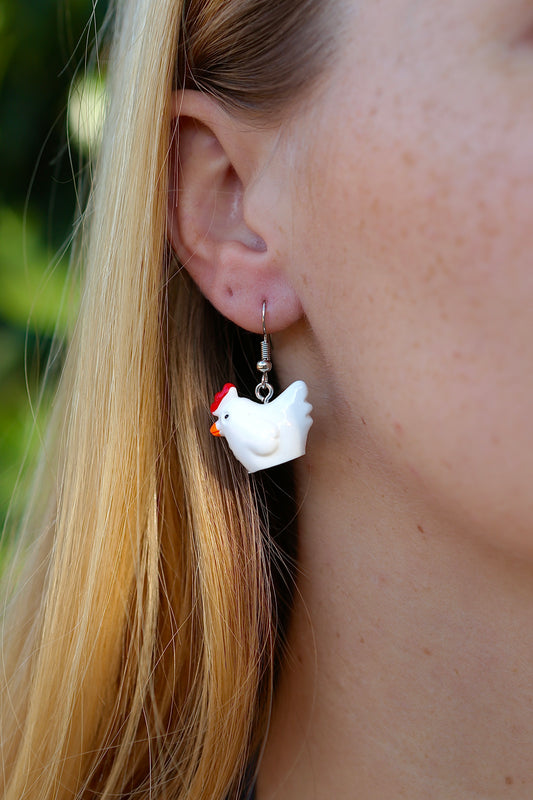 chicken earrings