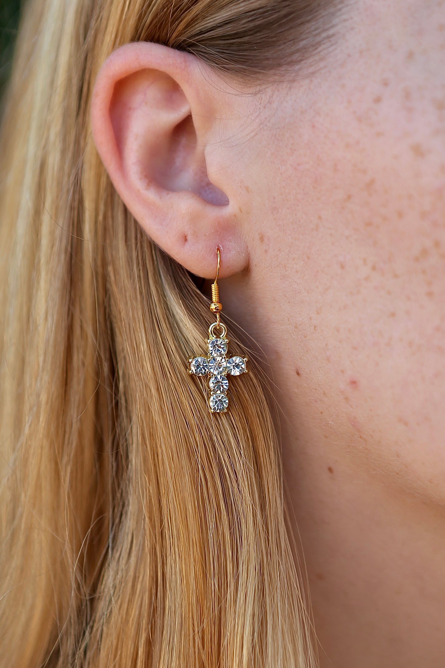 gold cross earrings