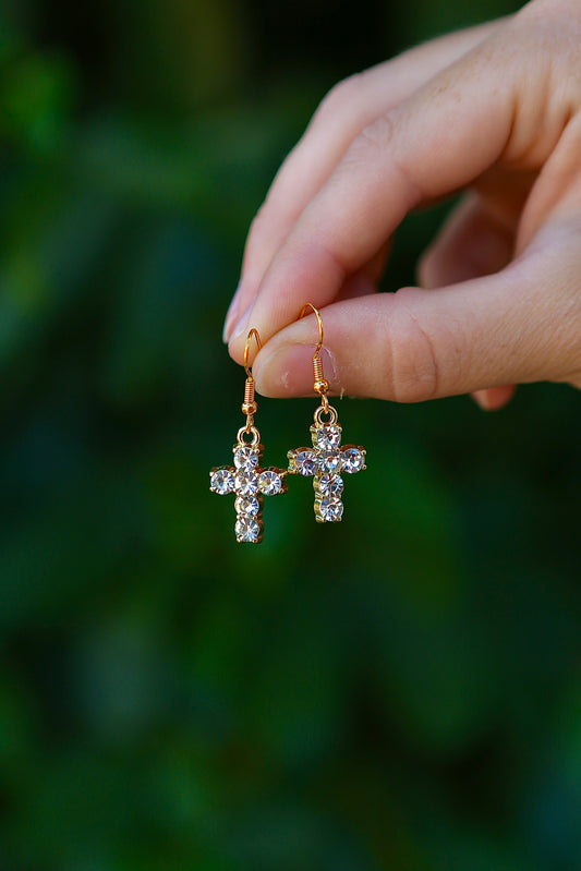 gold cross earrings